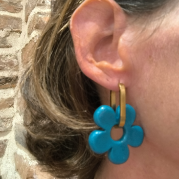 Boucles d'oreilles Big Fleur Blue Duck | Les Bricoles de B