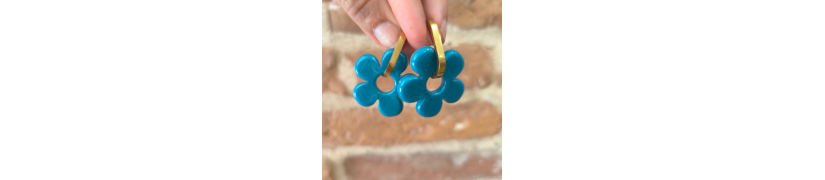 Boucles d'oreilles Big Fleur Blue Duck | Les Bricoles de B