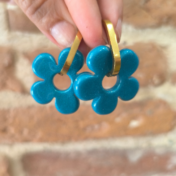 Boucles d'oreilles Big Fleur Blue Duck | Les Bricoles de B