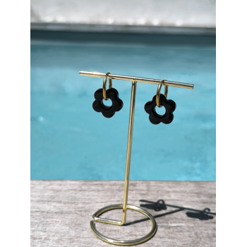 Boucle d'oreilles Fleur noire