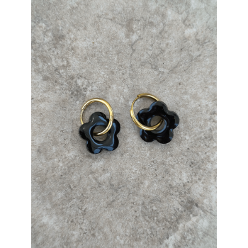 Boucle d'oreilles Fleur noire