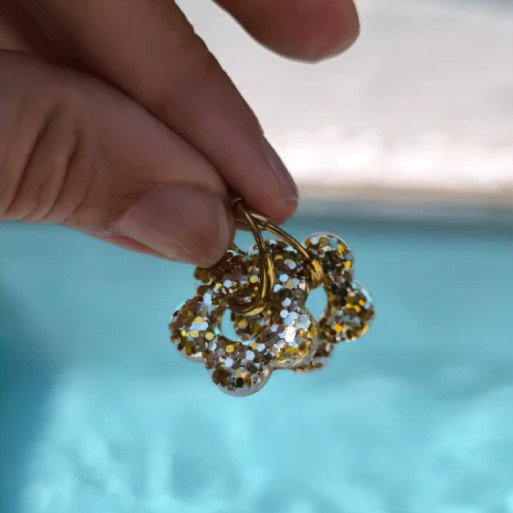 Boucle d'oreilles Fleur champagne