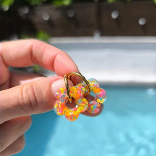 Boucle d'oreilles Fleur Rainbow Pop